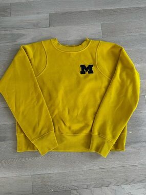 lululemon athletica Yellow Crewneck Sweatshirt with Navy 'M' Patch